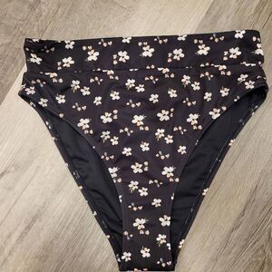 Aeropostale NWT Bikini Bottoms Black Floral Classic High Rise